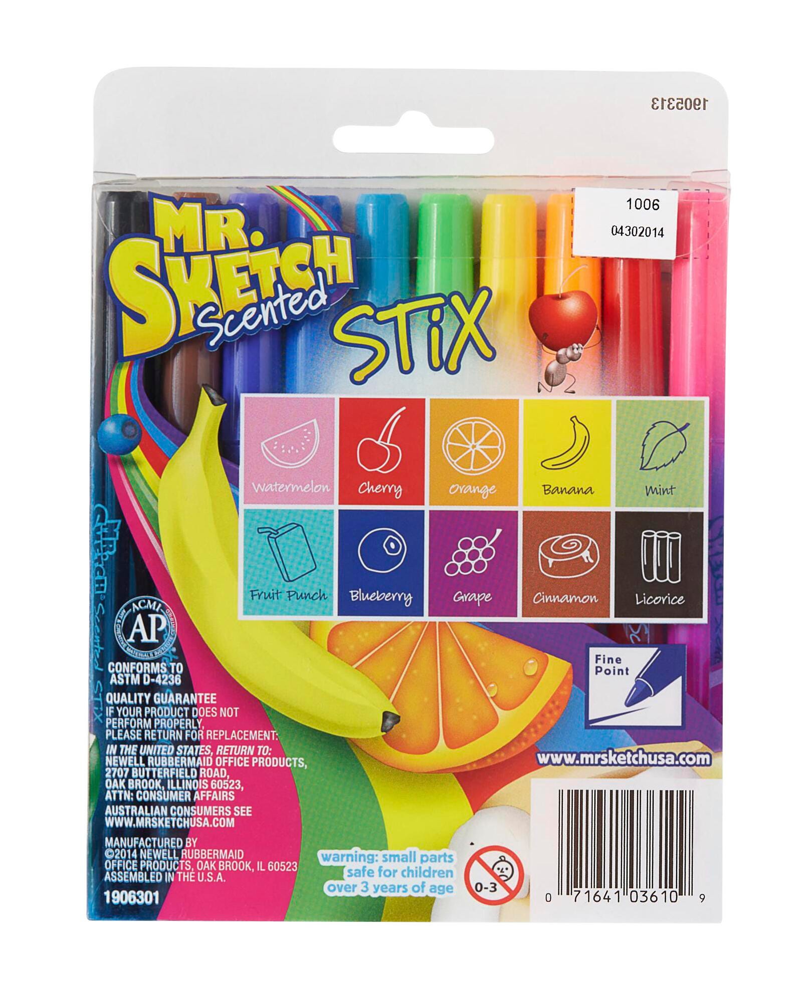 Mr Sketch Premium Scented Stix Watercolor Markers, Fine Tip